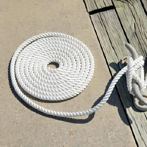 Rolled One Quarter Inch Nylon Rope Three Strand Twisted Nylon And Polyester Blend Heavy Duty Cord for Outdoor Use 600 Feet.