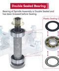 Double sealed bearing and spindle assembly with plastic sealing cap for 2 Pack Spindle Assembly With Pulley Set And Belt Replacement.