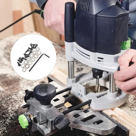 Top Shelf Router Bit Replacement Bearing Kit With Top Mounted Ball Guide For Dead Nuts Accuracy And Reliable Woodworking Swaps That Guarantee Smooth Sailing Always, displayed with a router.