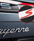 Red S Logo Emblem For Porsche Tailgate Badge Dope Compatible With 911 991 992 718 Cayenne Panamera Macan Boxster Turbo Taycan 2013 To 2025 Easy Install Rear Trunk Lid Badge on Cayenne tailgate