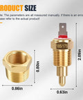 Electric Cooling Fan Thermostat Switch For Auto Radiator Temperature Sensor Switch Three Eighths Inch Pipe Thread Fits 10 Inch 12 Inch 14 Inch 16 Inch Fans Gold brass 2.09in x 0.63in