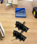 2 Pack Self Closing Door Closer Hinges With 90 Degree Rotation Adjustable Tension Zinc Alloy Spring Hinges on workshop table