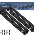 All Water Ready Kayak Fishing Rail System With Manual Lock Dual End Guard For Easy Install Holds Rod Holders And Fish Finders Cups Fits Yaks Jon Boats And Small Boats 2 Pack, black 2-pack with screws