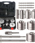 Zeliceka concrete hole saw kit with SDS Plus/Max shanks, 30–110 mm, with arbors and bits in a carrying case
