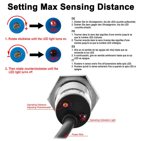 M18 Capacitive Proximity Sensor Non Shield Type LJC18A3 B Z BX Detector with labeled setup instructions