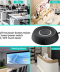External Desktop PC Power Button Switch With LED Easy Install Power On Off Button Extension Cable For Computer Motherboard And DIY PC Builds In Hard To Reach Setups No Brainer black round desk switch shown in office and home