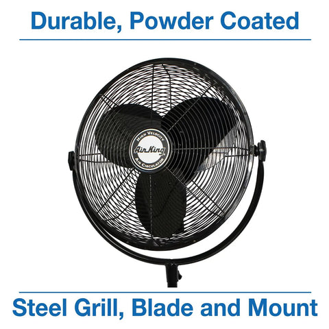 Front view of 9420 20 Inch Industrial Grade Pedestal Fan with powder-coated steel build