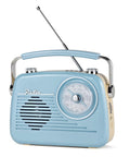 Blue Grab N Go Portable AM FM Shortwave Radio Bluetooth Speaker with four power modes, 5W output and USB-C charging