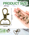 Top Shelf 35 Pc Swivel Lobster Clasps With D Rings For Jewelry Making And Crafting Tools Smooth Riding Buckles That Spin 360 Degrees Without Ever Grinding Your Creative Hustle In Vintage Bronze size comparison with hands and measurements.