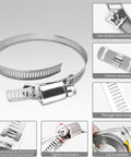 WSWECCL 304 stainless hose clamp with 10 ft strap and slotted screw, front view.