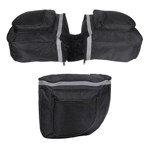 Image of 25L Bike Rack Bag For Rear Carrier Double Pannier Trunk Storage With Side Pockets Mountain Road Ready Tote For Adults Ideal For Groceries And Tools For Everyday Commutes showing dual panniers and reflective strips.