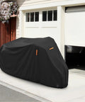 Heavy Duty Adult Tricycle Cover Tough As Nails For Three Wheel Bikes All Season Weatherproof Outdoor Storage Waterproof Dustproof Windproof Fits Mountain Road Cruiser And Some E Bikes 75L 30W 44H black cover on tricycle in driveway