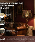 Medium Square Tree Pattern Metal Lampshade For Table And Floor Lamps, 9 x 12 x 8.8 Inches, in a cozy living room setting.