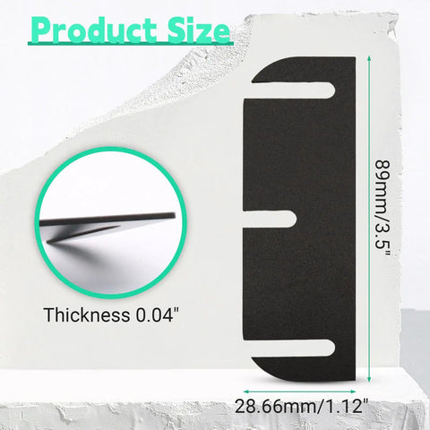 10 Pack Black Door Hinge Shims, 3.5 Inch Spacers, Trimable to Eliminate Gaps and Sticking Doors, 0.04 Inch Thick, product size shown