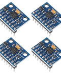 ADXL345 3 Axis Accelerometer Sensor Module With I2C And SPI Interfaces For Raspberry Pi And Microcontrollers Ultra Low Power Tilt Sensor 13 Bit Resolution 16g Range 4 Pack, blue PCB
