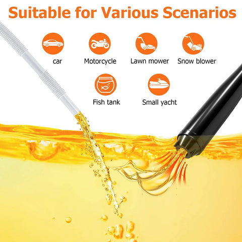 Hassle Free Plug And Play Battery Gas Siphon Pump 2.4 Gpm Electric Fuel Transfer with hose pouring liquid for various scenarios.