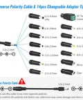 Universal AC DC Power Supply Adapter 72W Adjustable 3V To 24V Output With Voltage Display, 14 Tips And 1 Reverse Polarity Cable diagram