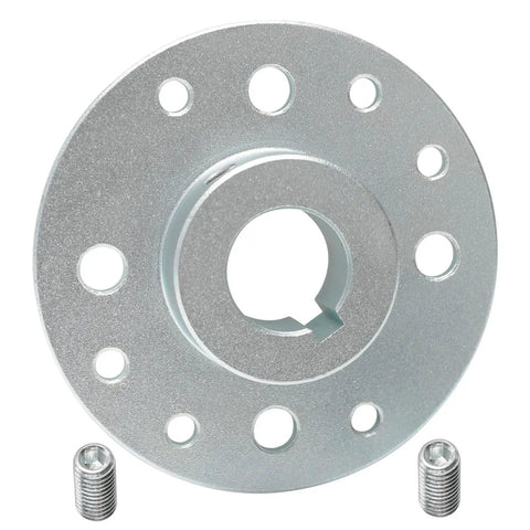 Beater Proof Aluminum Chain Sprocket Axle Hub Adapter Precision Machined Keyed Design Built Tough For Go Kart Dune Buggy Golf Cart ATV UTV featuring a silver 102mm hub with 25.5mm bore.