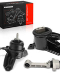Pro Grade Heavy Duty Engine Motor And Transmission Mount Kit With Torque Strut Mount set in black and silver for Hyundai Sonata 2011-2013.