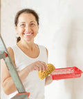 Woman using Knockdown Texture Sponge For Drywall Patch And Ceiling Repair DIY Home Texture Tool 2 Pack Ready To Expand When Wet