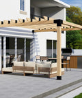 Attached Pergola Bracket Kit With Roof Rafters For 6x6 Posts And 2x6 Beams, Build A 12 By 12 Outdoor Pergola with wooden structure
