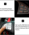 Mercedes Steering Wheel Button Covers Kit 12Pcs Chromed Silver Inner Decoration on car controls with light-transmitting design.