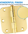 18 Pack 3 Point 5 Inch Brass Door Hinges With Five Eighth Radius Polished Gold Finish Includes 108 Screws For Quick No-Fuss Install
