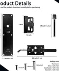 Top Shelf Thumb Press Gate Latch With Slick Grip Handle Rock Solid Black Metal Yard Lock product dimensions and assembly components.