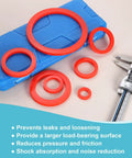Get Your Hands On This Awesome 12 Piece Silicone Flat Washer Kit DN15 1/2 Inch Flexible O Ring Sealing Ring In Vibrant Red with blue case.