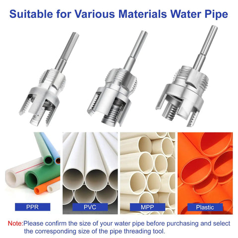 Image of Dual Function PVC Pipe Threader Kit with Internal and External Threading for various pipe materials.
