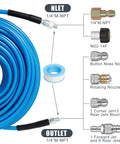 100 Ft Sewer Jetter Kit For Pressure Washer 5800 PSI Heavy Duty Pro Grade Drain Cleaner Hose With 1/4 In NPT, 4 Jetting Nozzles
