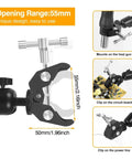 Clamp detail of Magnetic Soldering Helping Hands With Flexible Arms And 360 Degree PCB Holder For hot air gun and circuit board