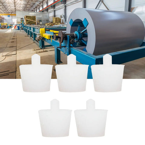 Durable Silicone Tapered Plug Kit 20 Pcs For High Temp Powder Coating Sealing And Masking Tools That Stay Flexible In Pro Workshop Surface Treatment Jobs, white tapered plugs beside coil line