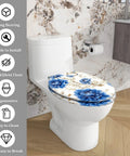 Elongated Toilet Seat Cover Quiet Close with floral design, fits most toilets, easy to clean and install.
