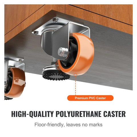 Buttery Smooth Rolling Leveling Casters 3 Inch Diameter 4 Pack 360 Degree Swivel Wheels with adjustable feet under furniture.