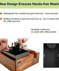 Eight In One Espresso Knock Box And Barista Grade Coffee Accessories Organizer With Natural Walnut Base, hands-free design