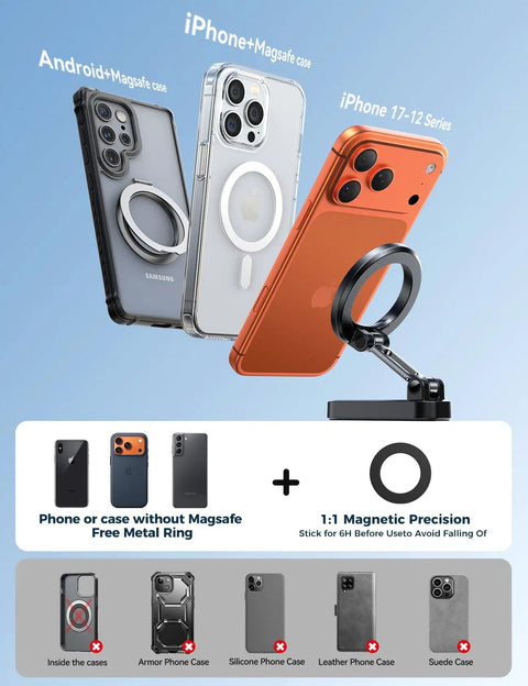 Magnetic Golf Cart Phone Holder With 360 Degree Rotatable Base And Foldable Dual Arm for EZGO Club Car Yamaha