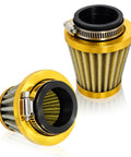 Two Pack 38mm Air Filter for 50cc to 200cc Small Engines, gold metallic finish, fits VM22, PZ22, PZ26, PZ27, PD18J carburetors.