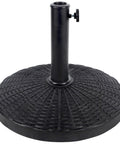 Beefy Heavy Duty 22 Lb Resin Patio Market Umbrella Base Stand, waterproof and UV resistant, black woven pattern