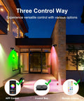 8 Pack Smart RGBW Outdoor Landscape Lights with IP65 Waterproof illuminating house exterior in three colors