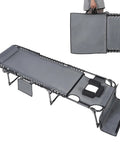 Outdoor Patio Chaise Lounge Chair With Face Hole For Beachside Chill And Poolside Kickback, 4 Fold Adjustable Backrest, Removable Pillow, Detachable Pocket, Portable Sun Lounger Recliner For Camping, Beach, And Pool, Grey