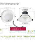 6 Inch Led Downlight Recessed Ceiling Light 8 Pack With Emergency Battery Backup specifications diagram showing dimensions and features.