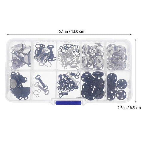 100 Piece Brass Pants Hook Fastener Kit For Clothing Repair And DIY Garment Accessories Snaps Clasps Hooks And Hand Sewing Tools For Trousers And Crafts in 13 cm case