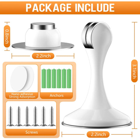 Two Pack Magnetic Door Stoppers Set Stainless Steel Wall And Floor Mount No Drilling Door Stop With 3D Adhesive Tapes