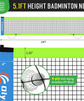 Outdoor Badminton Net Set For Backyard And Beach Play With A Dope 20 Foot Long 3 Foot High Anti Sag Net