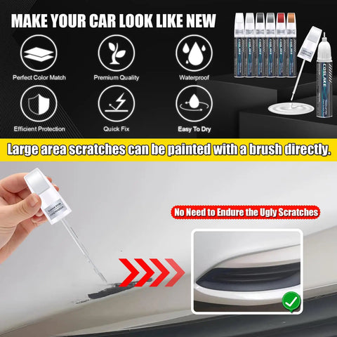 Moonstone Gray Metallic Buick Touch Up Paint GXD WA130H Color Match Scratch Repair Kit demonstration with brush and pen