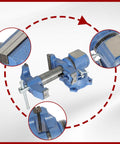 Heavy Duty Built Tough Multi Jaw Vise With 360 Degree Rotating Head And Swivel Base Wide Clamp Range displayed in circular view
