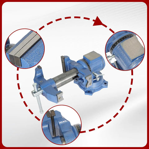 Heavy Duty Built Tough Multi Jaw Vise With 360 Degree Rotating Head And Swivel Base Wide Clamp Range displayed in circular view