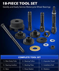 Harley Wheel Bearing Puller Tool Kit For Removal And Installation Of Three Quarter Inch Bearings 18 Piece Set components
