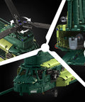 Close-up of Motorized Military Helicopter Building Blocks Kit With 1826 Pieces focusing on rotor and tail details